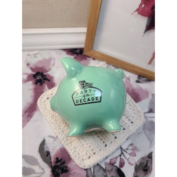 Route 66 Casino Mint Green Piggy Bank | Party of the Decade Souvenir Gift - Picture 2 of 5